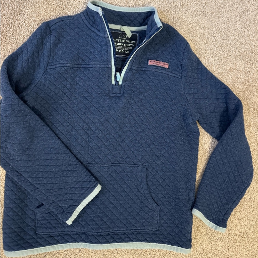 Quilted shep shirt- blue and turquoise